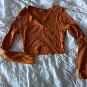 Orange long sleeve crop top